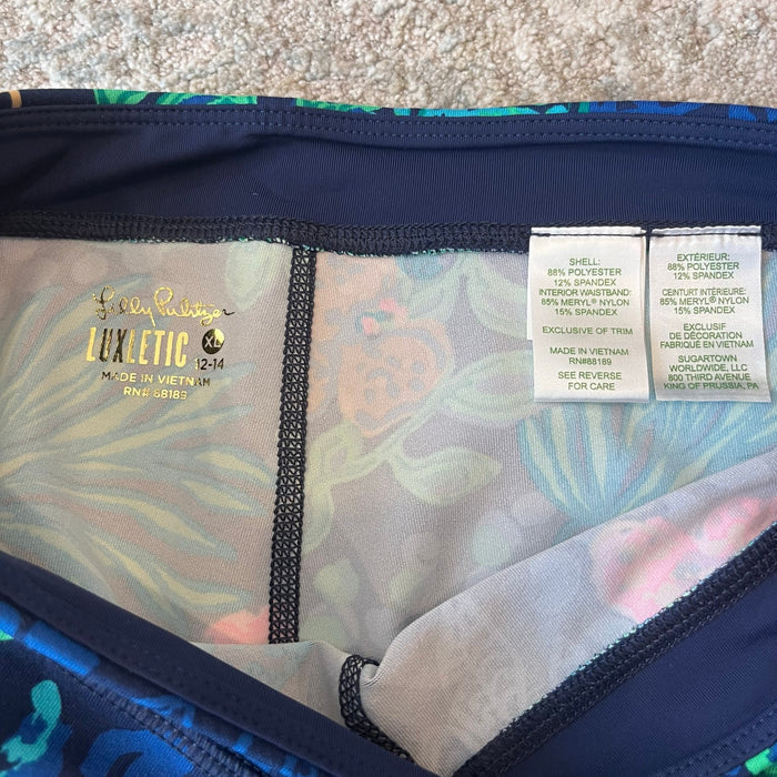 Lilly Pulitzer Luxletic Girls Mini Weekender Legging Low Tide Navy Life of the Party XL NWT