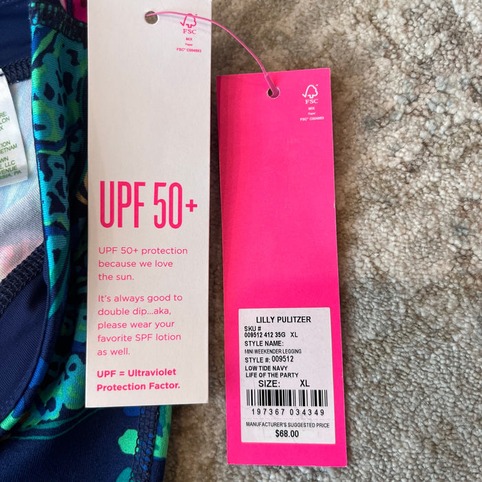 Lilly Pulitzer Luxletic Girls Mini Weekender Legging Low Tide Navy Life of the Party XL NWT
