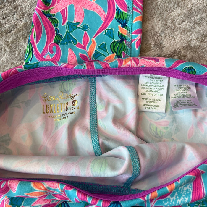 Lilly Pulitzer Luxletic Girls Mini Weekender Legging Multi Seaweed Samba XL 12-14
