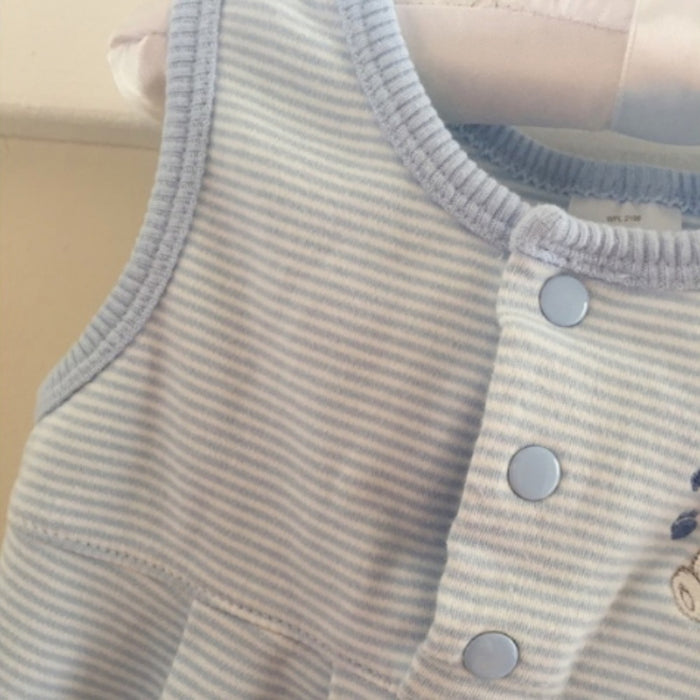Little Impressions Blue & White Overalls 3-6 Months