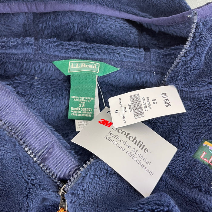 L.L. Bean Kids' Hi-Pile Fleece Jacket Bright Navy Small 8 NWT