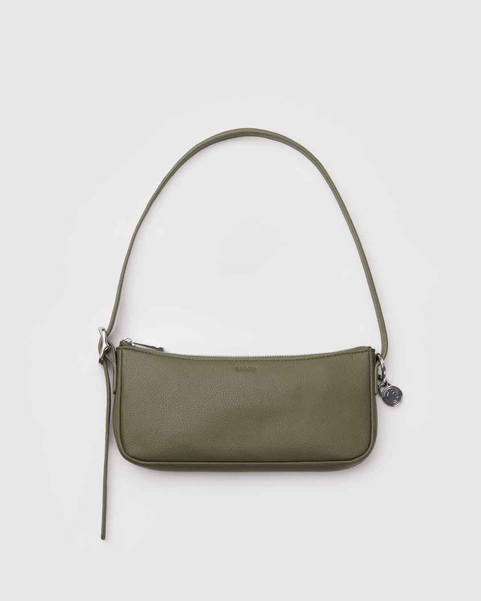 Loden Recycled Leather Pochette | BAGGU | Shoulder Bag