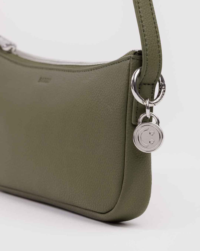 Loden Recycled Leather Pochette | BAGGU | Shoulder Bag