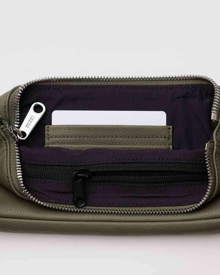 Loden Recycled Leather Pochette | BAGGU | Shoulder Bag
