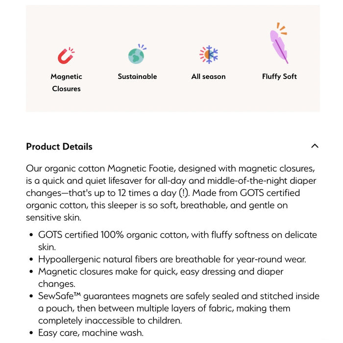 Magnetic Me Pastel Paint Splatter Organic Cotton Footie 3-6 Months