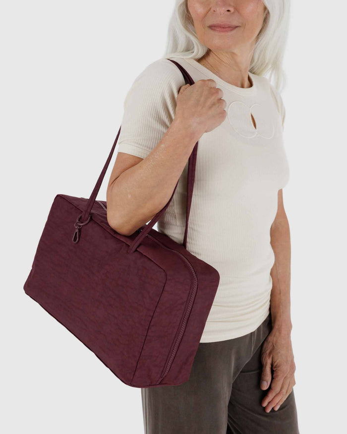 Mahogany Medium Nylon Bowler Bag | BAGGU | Medium Nylon Bowler Bag