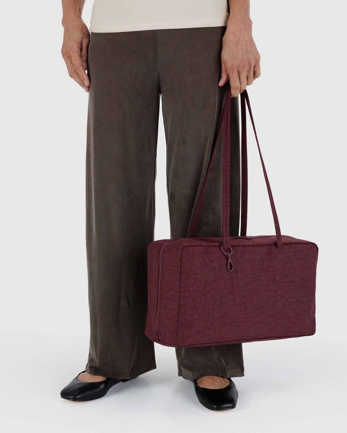 Mahogany Medium Nylon Bowler Bag | BAGGU | Medium Nylon Bowler Bag