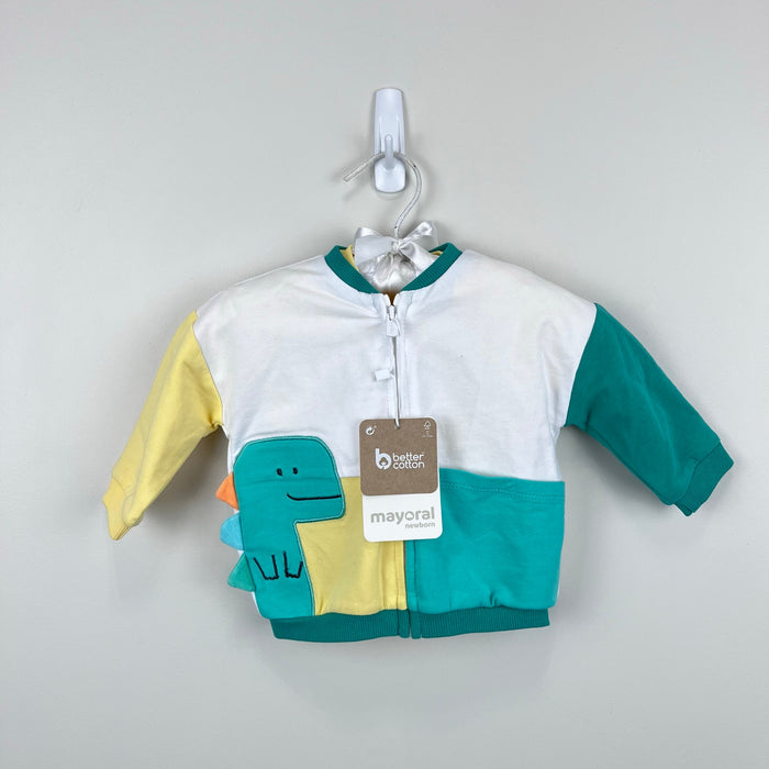 Mayoral Applique Dino Cardigan & T-Shirt Green Yellow 2-4 Months NWT