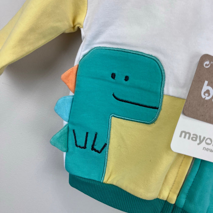 Mayoral Applique Dino Cardigan & T-Shirt Green Yellow 2-4 Months NWT