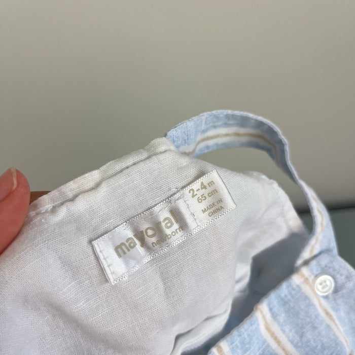 Mayoral Blue Striped Shortall Romper Dungarees 2-4 Months