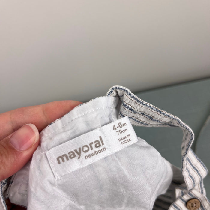 Mayoral Blue Striped Shortall Romper Dungarees 4-6 Months