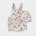 Mayoral Printed Two Piece Dungarees and Sun Hat Set 6-9 Months