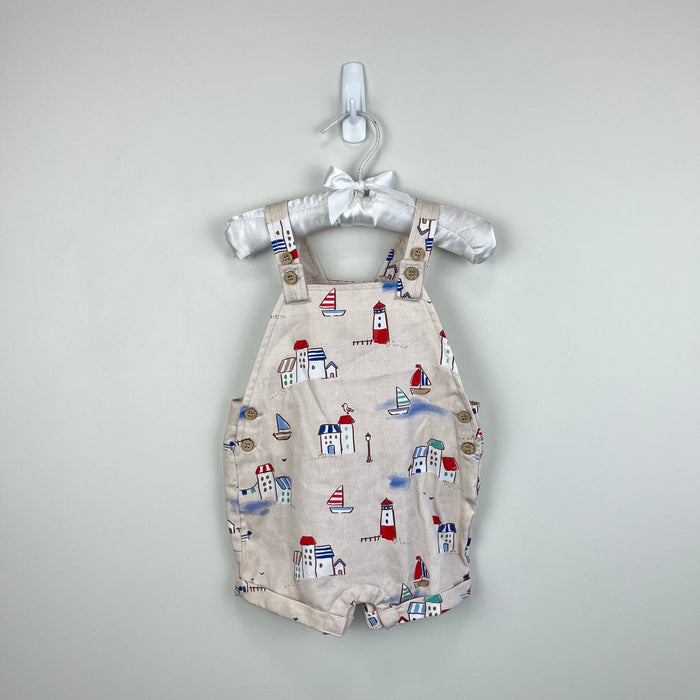 Mayoral Printed Two Piece Dungarees and Sun Hat Set 6-9 Months