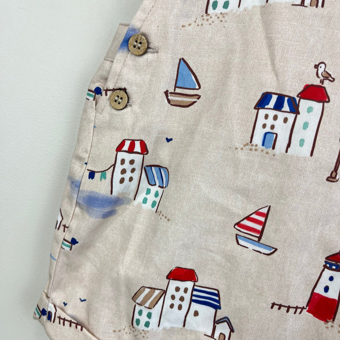 Mayoral Printed Two Piece Dungarees and Sun Hat Set 6-9 Months