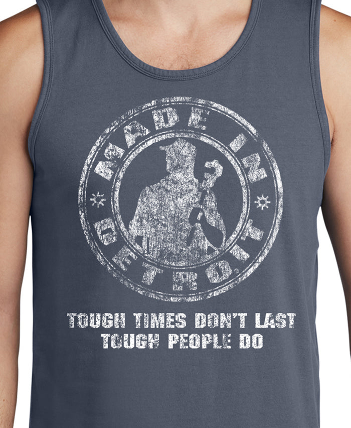 Men's MID Circle/Tough Times Denim Blue Tank - LARGE