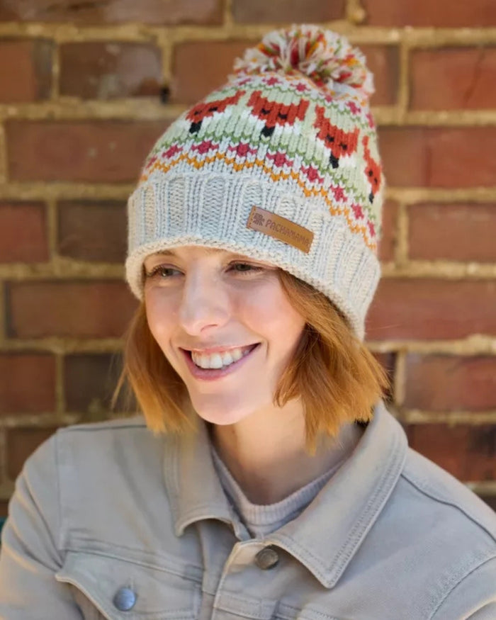 Merino Fox Bobble Beanie Pachamama