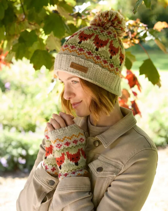 Merino Fox Bobble Beanie Pachamama