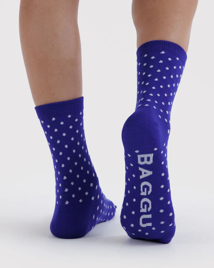 Micro Blue and White Polka Dot Crew Sock | BAGGU | Crew Sock