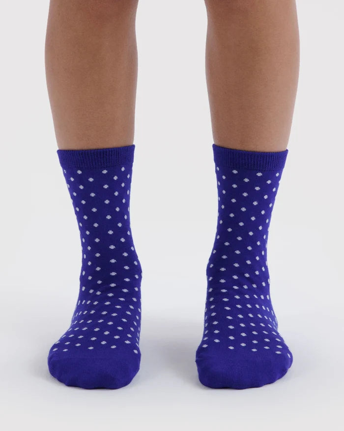 Micro Blue and White Polka Dot Crew Sock | BAGGU | Crew Sock