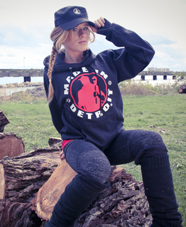 Made In Detroit black hoodie with Detroit logo