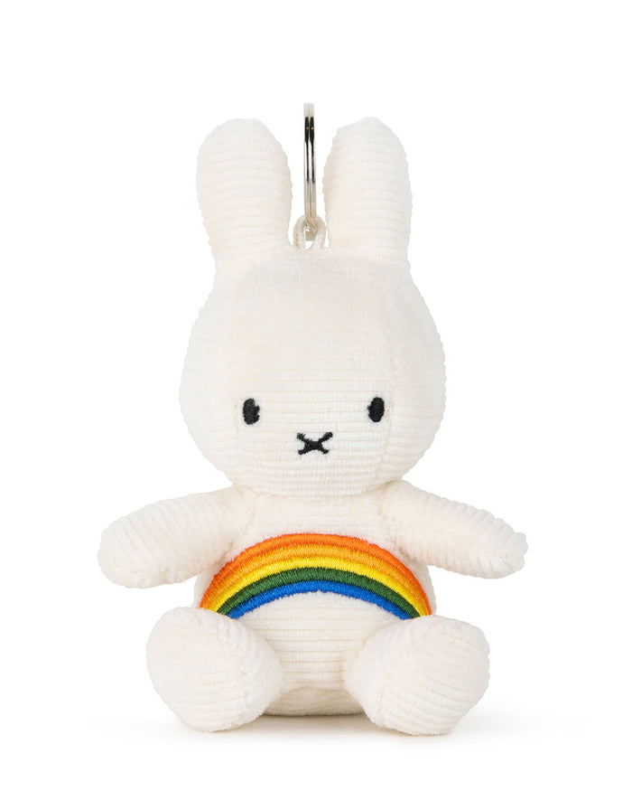 Miffy Keyring / Bag Charm in Rainbow White Corduroy | Miffy Keyring + Bag Charm