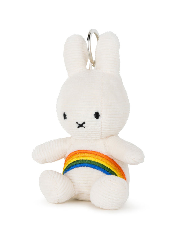 Miffy Keyring / Bag Charm in Rainbow White Corduroy | Miffy Keyring + Bag Charm