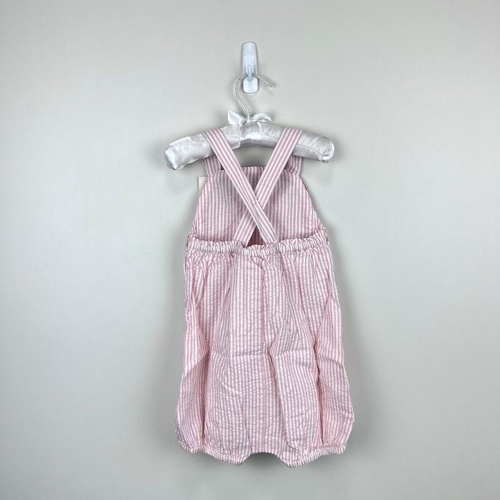 Mini Boden Appliqué Whale Woven Romper Ivory/Pink Ticking Whale 2-3 NWT