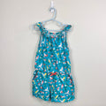 Mini Boden Blue Tropical Bird Floral Romper Playsuit 6-7