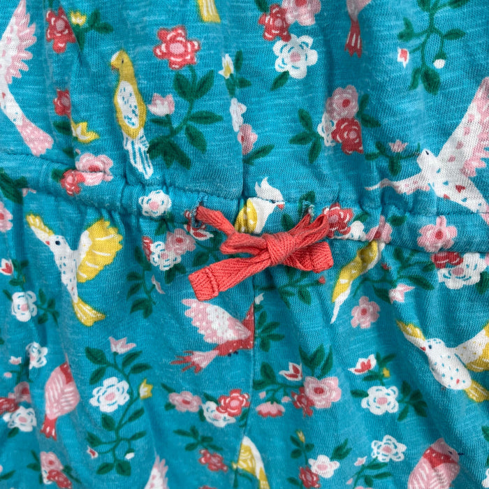 Mini Boden Blue Tropical Bird Floral Romper Playsuit 6-7