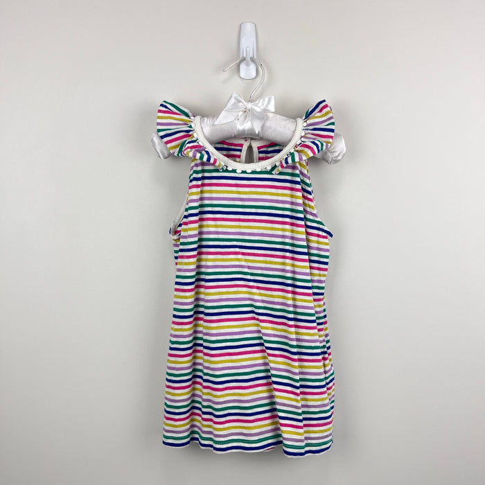Mini Boden Charlie Pom Jersey Tank Top Rainbow Stripe 7-8