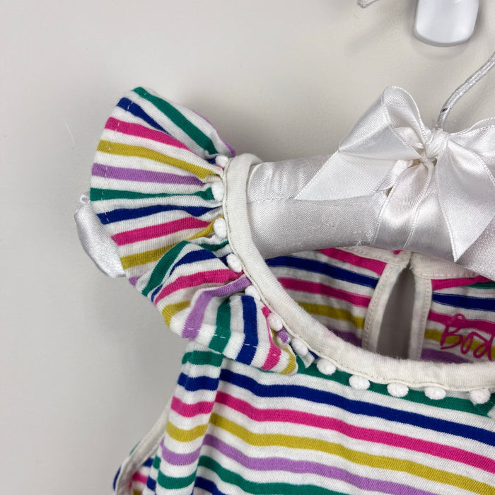 Mini Boden Charlie Pom Jersey Tank Top Rainbow Stripe 7-8