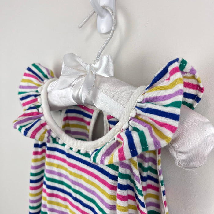 Mini Boden Charlie Pom Jersey Tank Top Rainbow Stripe 7-8