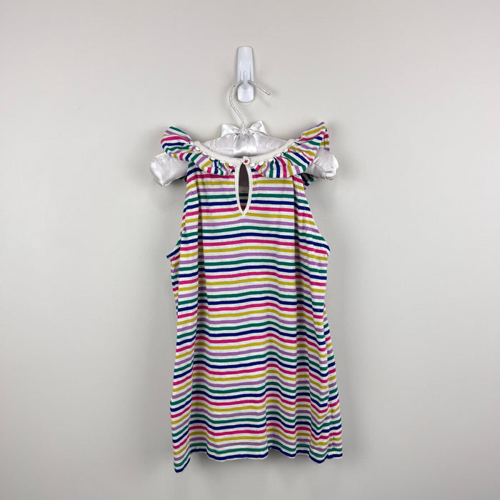 Mini Boden Charlie Pom Jersey Tank Top Rainbow Stripe 7-8