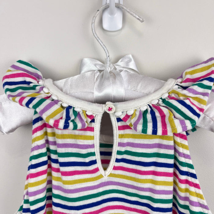 Mini Boden Charlie Pom Jersey Tank Top Rainbow Stripe 7-8