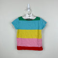 Mini Boden Chunky Rainbow Striped Short Sleeve Breton Tee Shirt 3-4