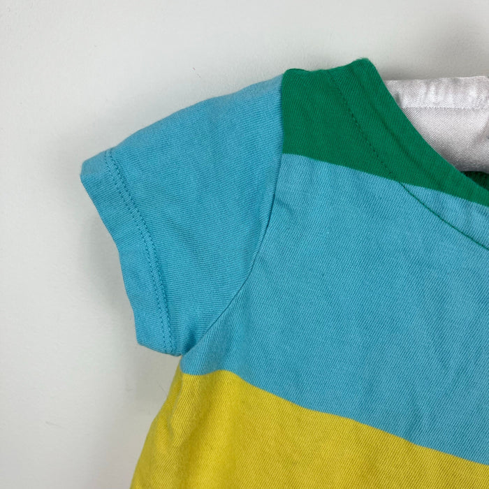 Mini Boden Chunky Rainbow Striped Short Sleeve Breton Tee Shirt 3-4
