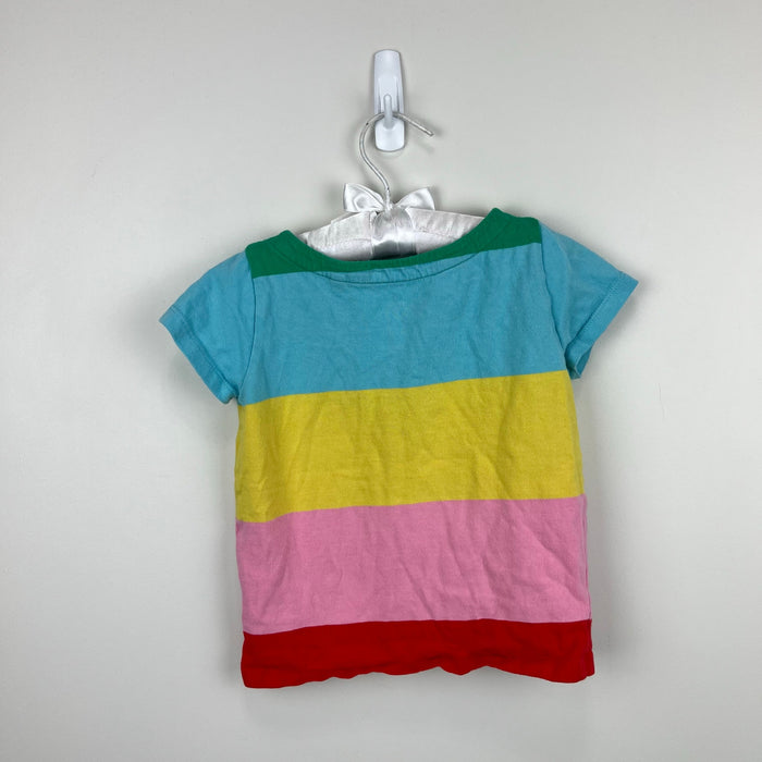 Mini Boden Chunky Rainbow Striped Short Sleeve Breton Tee Shirt 3-4