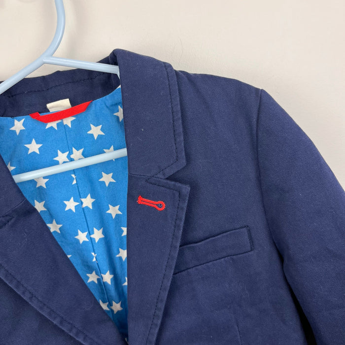 Mini Boden Cotton Blazer Navy Blue Stars 6-7