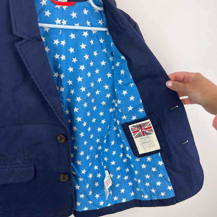 Mini Boden Cotton Blazer Navy Blue Stars 6-7