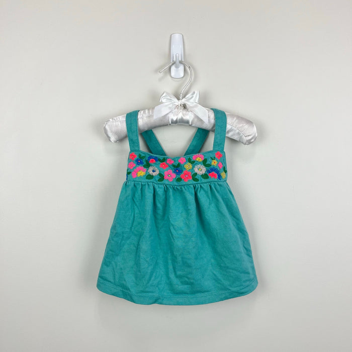 Mini Boden Embroidered Jersey Vest Corsico Blue Tank Top 2-3