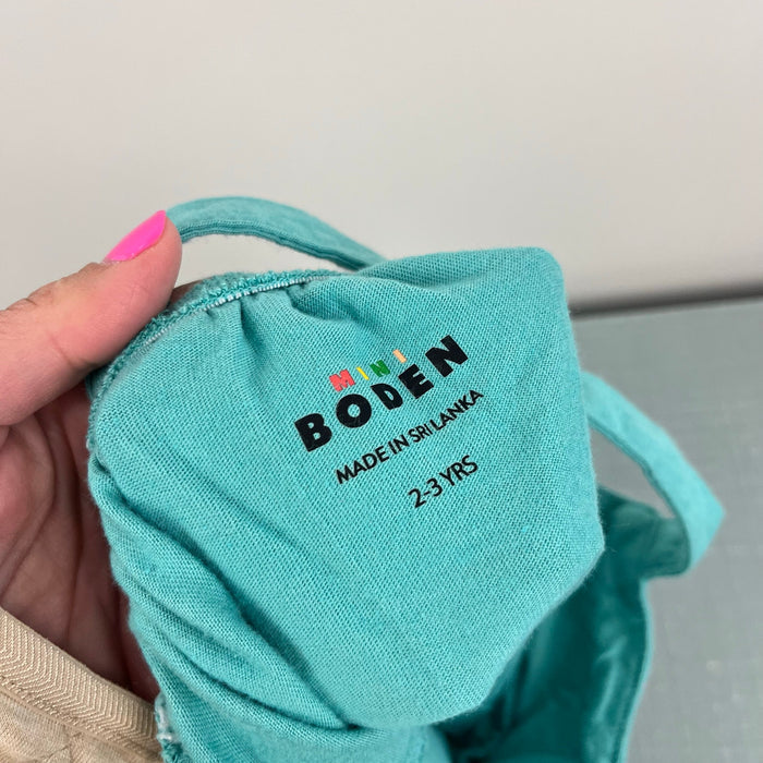 Mini Boden Embroidered Jersey Vest Corsico Blue Tank Top 2-3