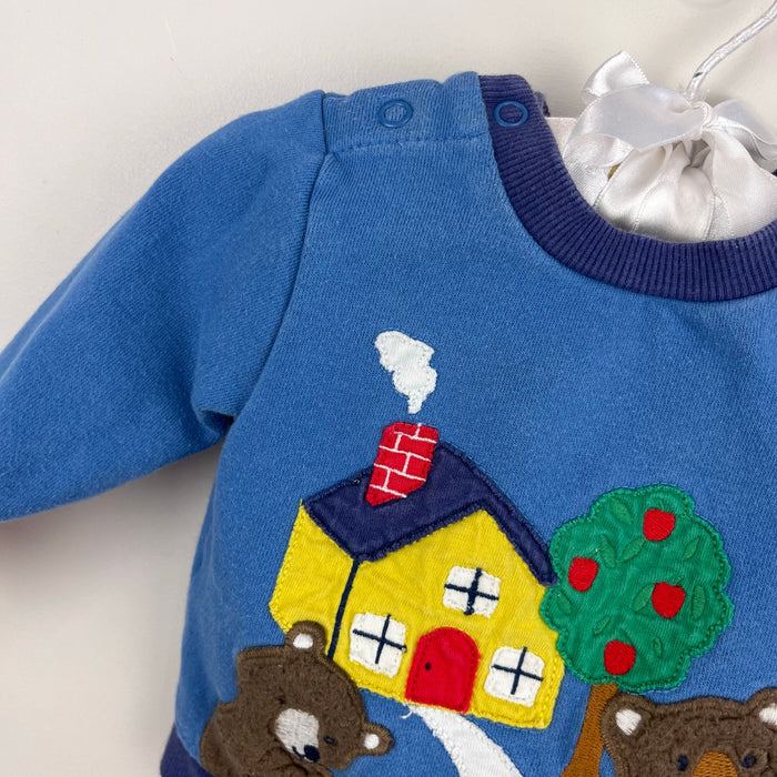 Mini Boden Fairy Tale Applique Three Bears Sweatshirt Blue 0-3 Months