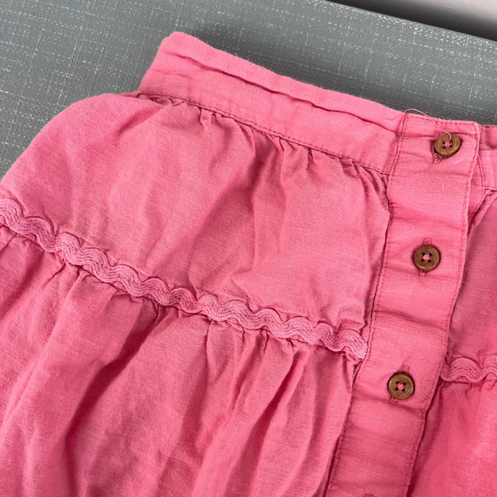 Mini Boden Floral Embroidered Hem Midi Skirt Crab Apple Pink 5-6