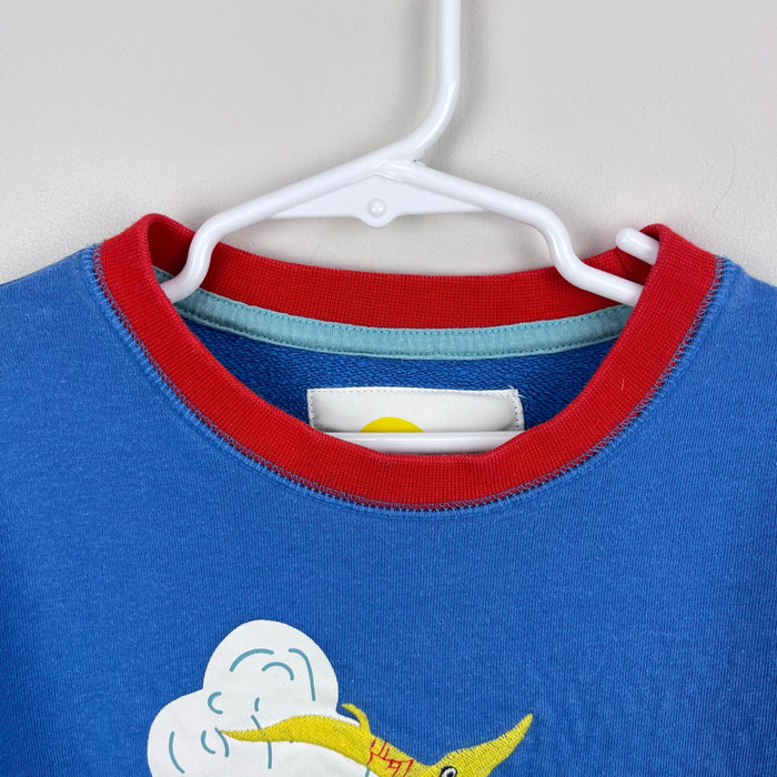 Mini Boden Graphic Crew Sweatshirt Elizabethan Blue Animals Applique 8-9