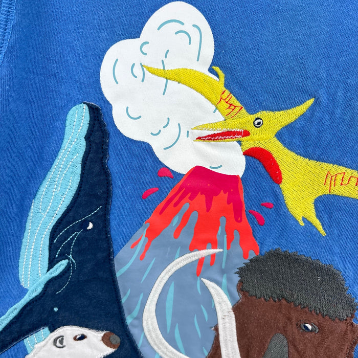 Mini Boden Graphic Crew Sweatshirt Elizabethan Blue Animals Applique 8-9