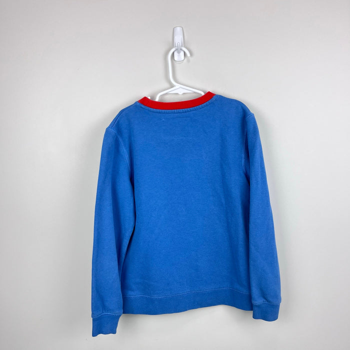 Mini Boden Graphic Crew Sweatshirt Elizabethan Blue Animals Applique 8-9