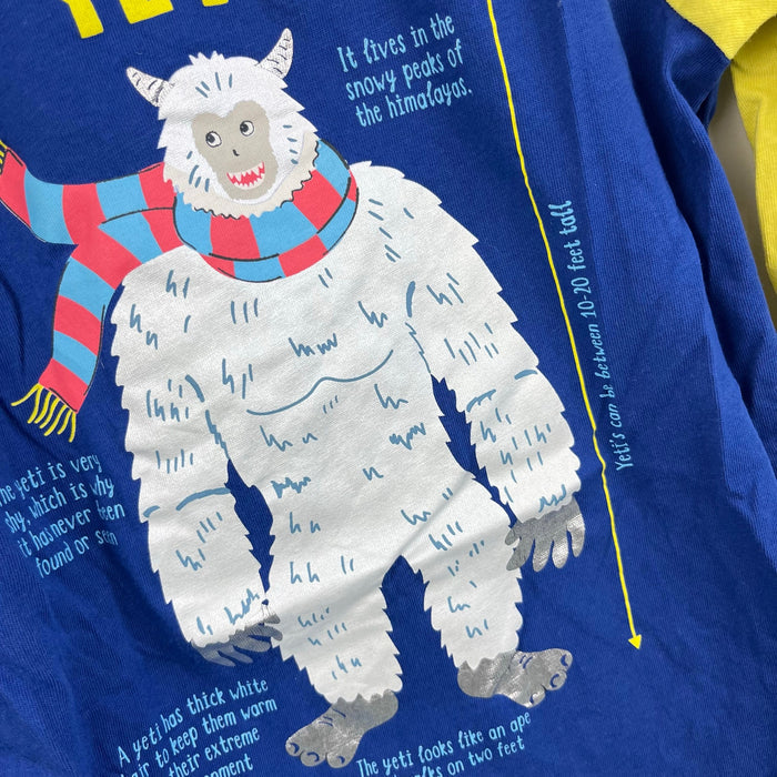Mini Boden Graphic Educational T-shirt Dark Cobalt Gooseberry Yellow 8-9