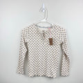 Mini Boden Henley Long Sleeve Pointelle Top Vanilla Pod Mustard Floral 9-10 NWT