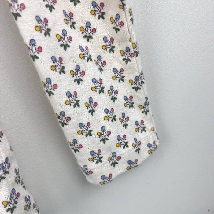 Mini Boden Henley Long Sleeve Pointelle Top Vanilla Pod Mustard Floral 9-10 NWT