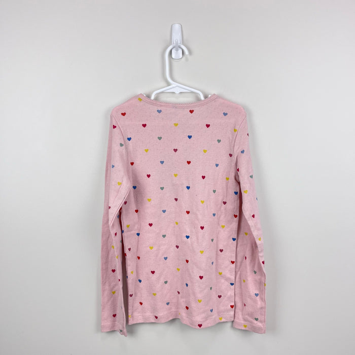 Mini Boden Henley Pointelle Top Provence Pink Hearts 9-10 NWT
